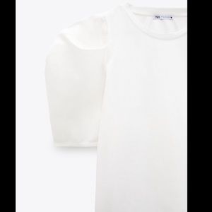 Zara white cotton puff tee sleeve